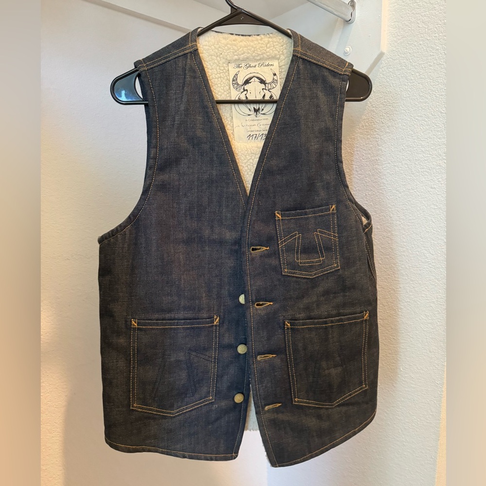Eat Dust Shearling Lined Denim Vest S/M